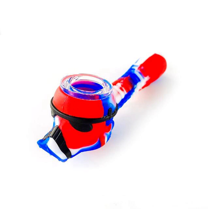 Cool Main Coloré Pipes En Silicone Soldat Portable Style Filtre En Verre Nineholes Écran Cuillère Bol Herbe Tabac Porte-Cigarette Narguilé Pipe À Eau Bong Fumer DHL