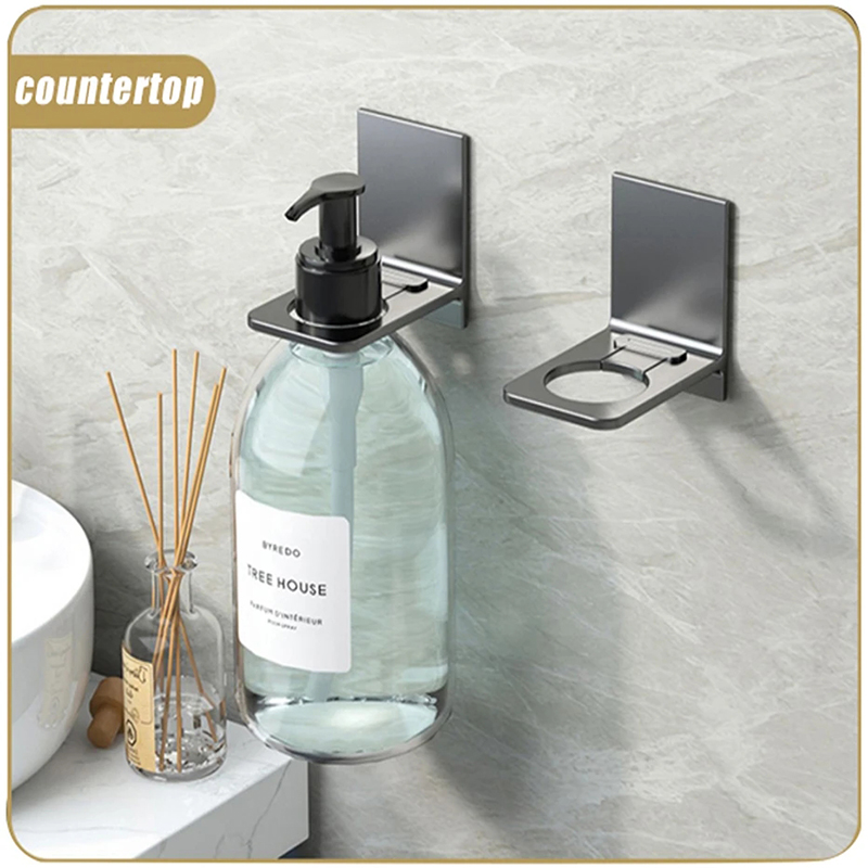 Badrumstillbehör självhäftande väggmonterad schampo flaskhylla flytande tvål duschgel arrangör krokhållare hyllor galgar