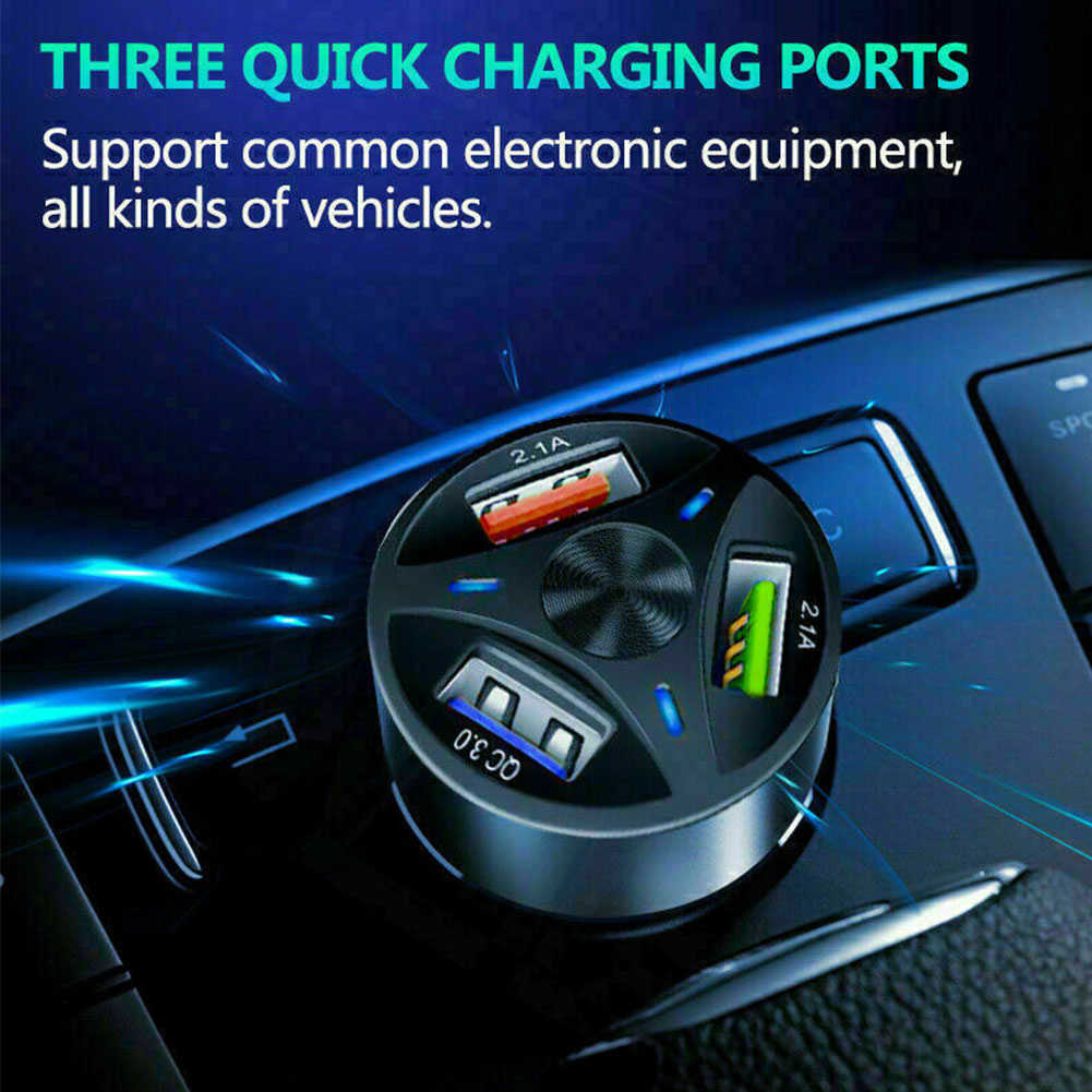 Новое QC3.0 CAR Mobile Phone Зарядное устройство Three USB CAR Fast Charge Car Charger 3.1a One Trag Three Cc 3.0 Car Acessories для Xiaomi iPhone