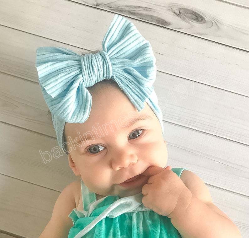 Big Bow Knot Kids headwraps Elastic Soft Newborn Småbarn Hårband Söta babyflickor Huvudbonnar Hårtillbehör Foto rekvisita