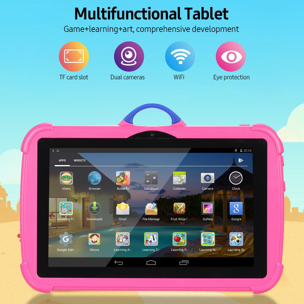 Tablettes Q88 7 pouces pour enfants Tablette IPS Écran IPS Écran 1024 * 600 Résolution 1 Go + 8 Go Mémoire Android 5.1 Prise en charge de la connexion WiFi / BT