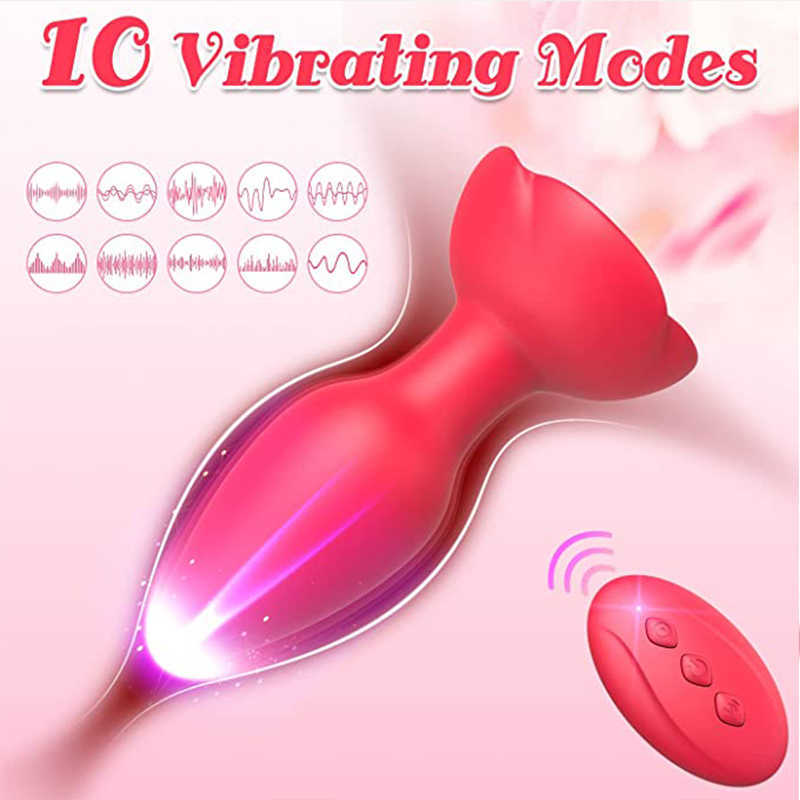 Anal Rose Vibrator Sexspielzeug für Frauen Vibrierender Prostata-Massagegerät-Plug Fernbedienung Spot Stimulieren Sie Erwachsene Homosexuelle