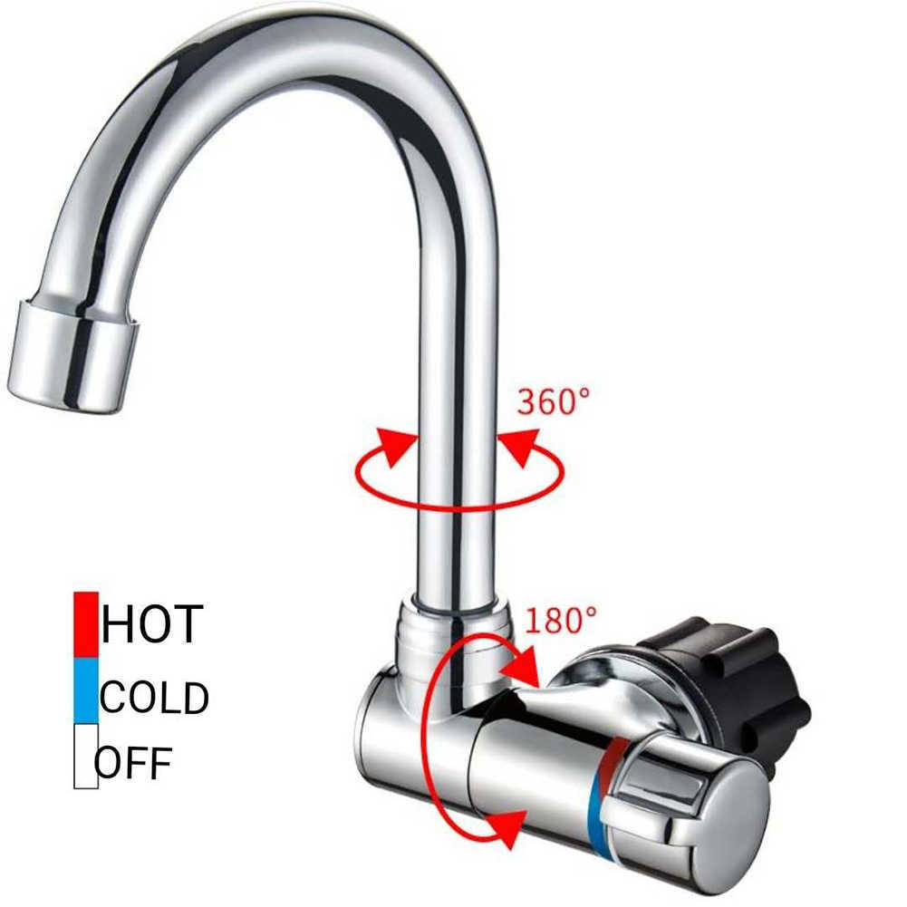 Nuevo grifo de cocina plegable, grifo mezclador de agua fría y caliente de un solo mango con rotación de 360 grados para caravana, barco, caravana, remolque