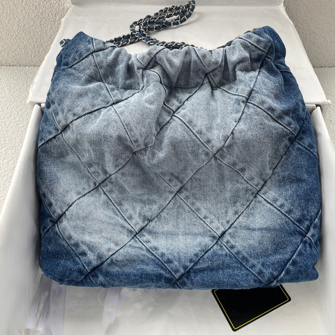 Borsa in denim alla moda Tote 23P distintivo con paillettes logo modello diamante sacchetto della spazzatura borsa da donna classica designer modello diamante borsa di grande capacità ID michafl_kops