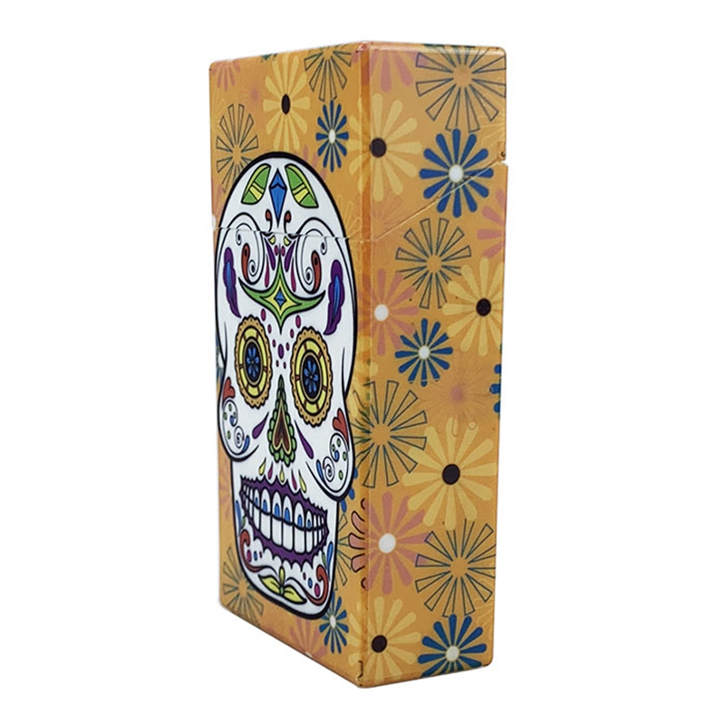 Cool Smoking Colorful Skull Pattern Cigarette Cases Plastic Storage Box 112MM Exclusive Design Housing Automatic Spring Opening Flip Moistureproof Stash Case