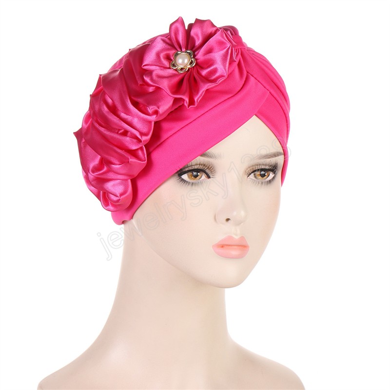 Grande fleur mode femmes musulman Hijab Turban chimio casquette Cancer bandeau écharpe inde perte de cheveux Bonnet chapeau couvre-chef Turbante Mujer