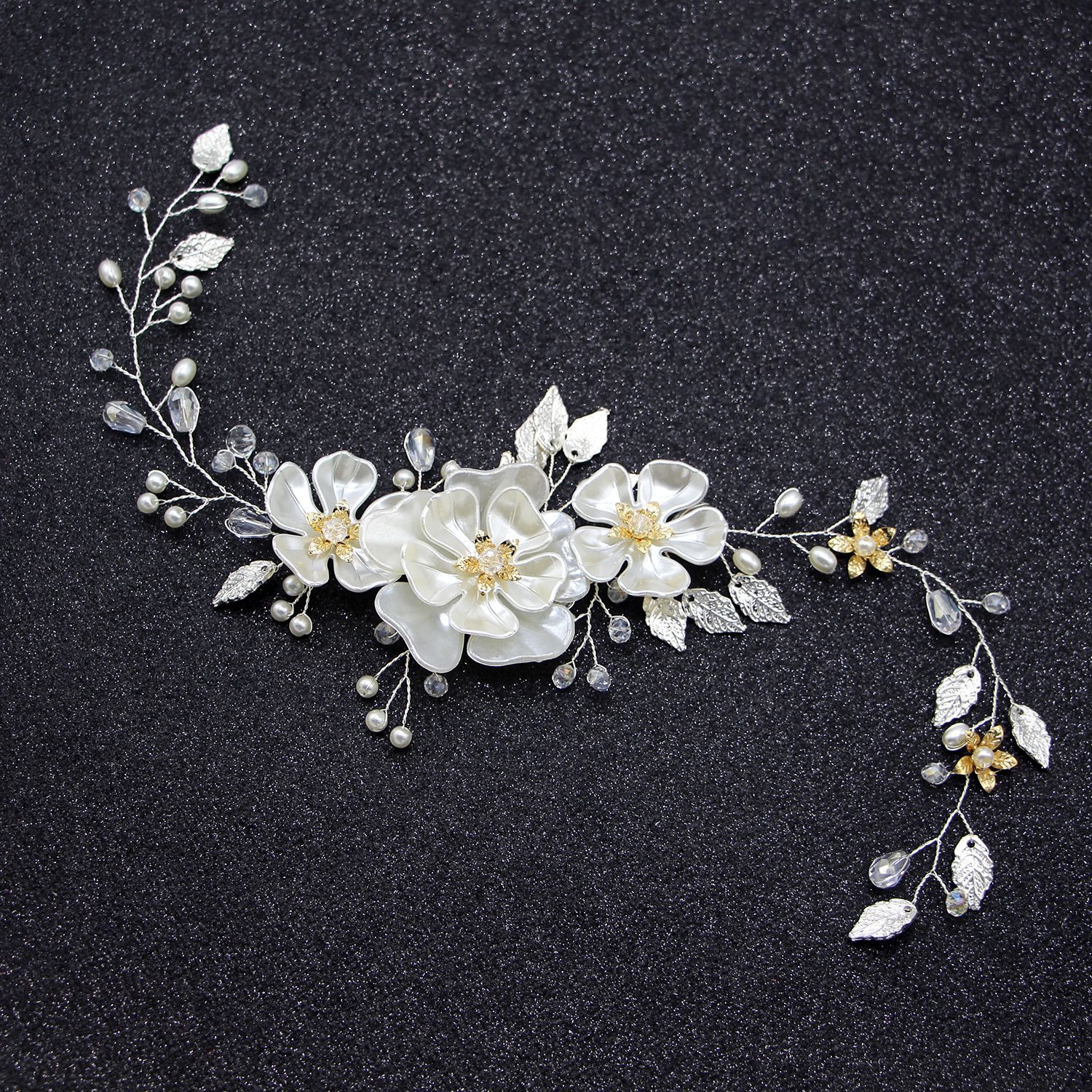 coiffes fleur pinces à cheveux cheveux de mariage 5 58 cm 2 173 15 pouces bâton feuilles d'or fleur accessoires de cheveux de mariée pour femmes coiffes diadème de mariée