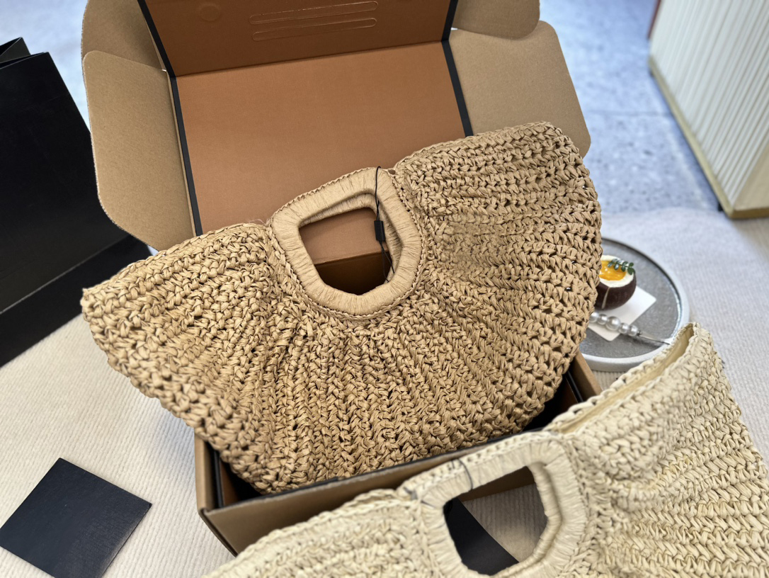 Classic French vintage woven clutch bag designer fashion straw bag Moon bag clutch bag holiday beach bag handbag