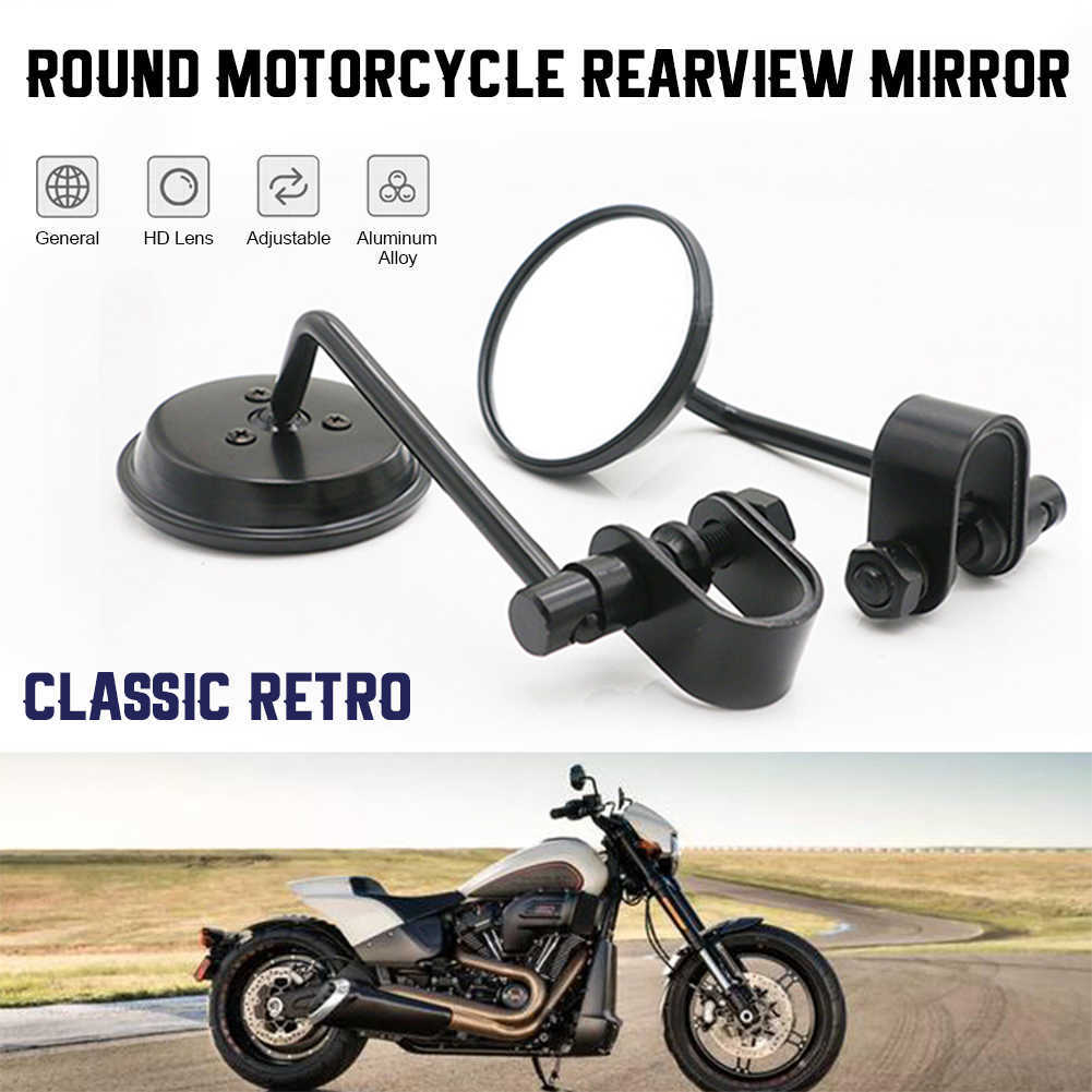 Novo Universal Motorcycle Hitdlebar traseiro espelho redondo redondo clipe-on retro 22 espelhos de motocicleta de 25 mm Acessórios de motocicletas