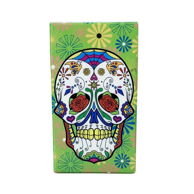 Cool Smoking Colorful Skull Pattern Portasigarette Scatola di immagazzinaggio in plastica 112MM Custodia dal design esclusivo Apertura automatica a molla Flip Custodia a prova di umidità