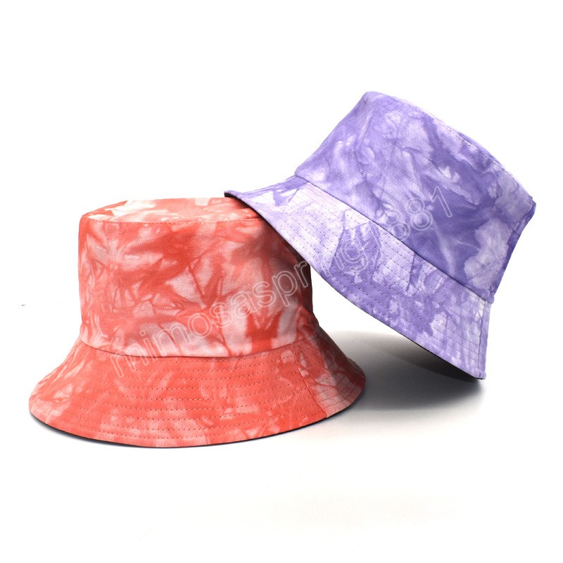 Tie-dye emmer hoed lente en zomer vrouwen dubbelzijdige bassin hoeden hiphop trend reis mannen zonneschading panama bob cap