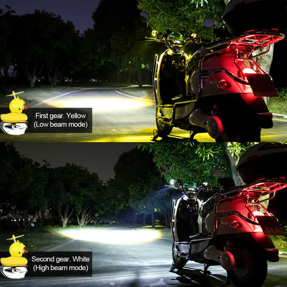 Yeni serin motosiklet LED Far Spot Işık Kırık Rüzgar Sarı Ördek Kask Yüksek Düşük Işın Işık Lamba Ampul Yardımcı Işık