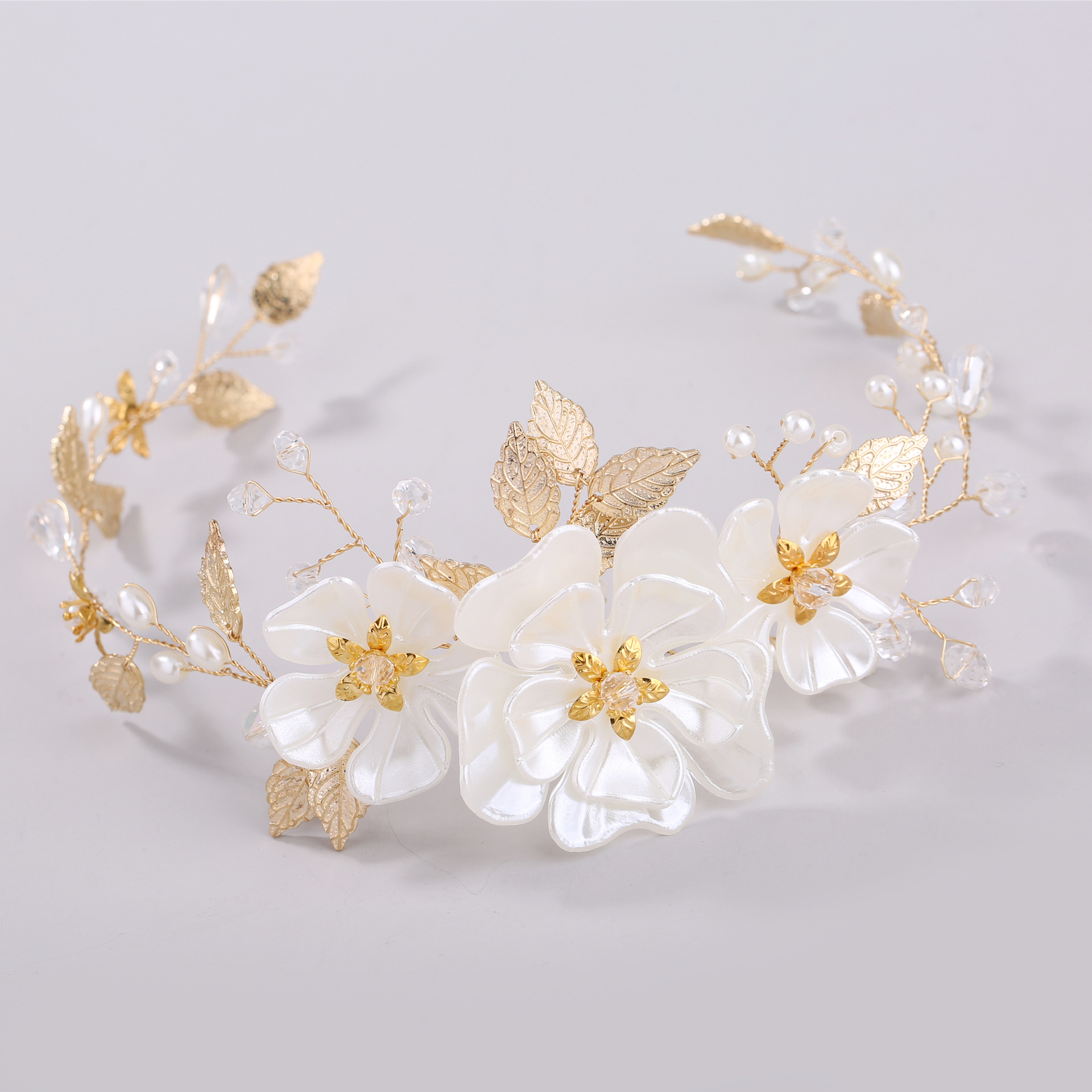 coiffes fleur pinces à cheveux cheveux de mariage 5 58 cm 2 173 15 pouces bâton feuilles d'or fleur accessoires de cheveux de mariée pour femmes coiffes diadème de mariée