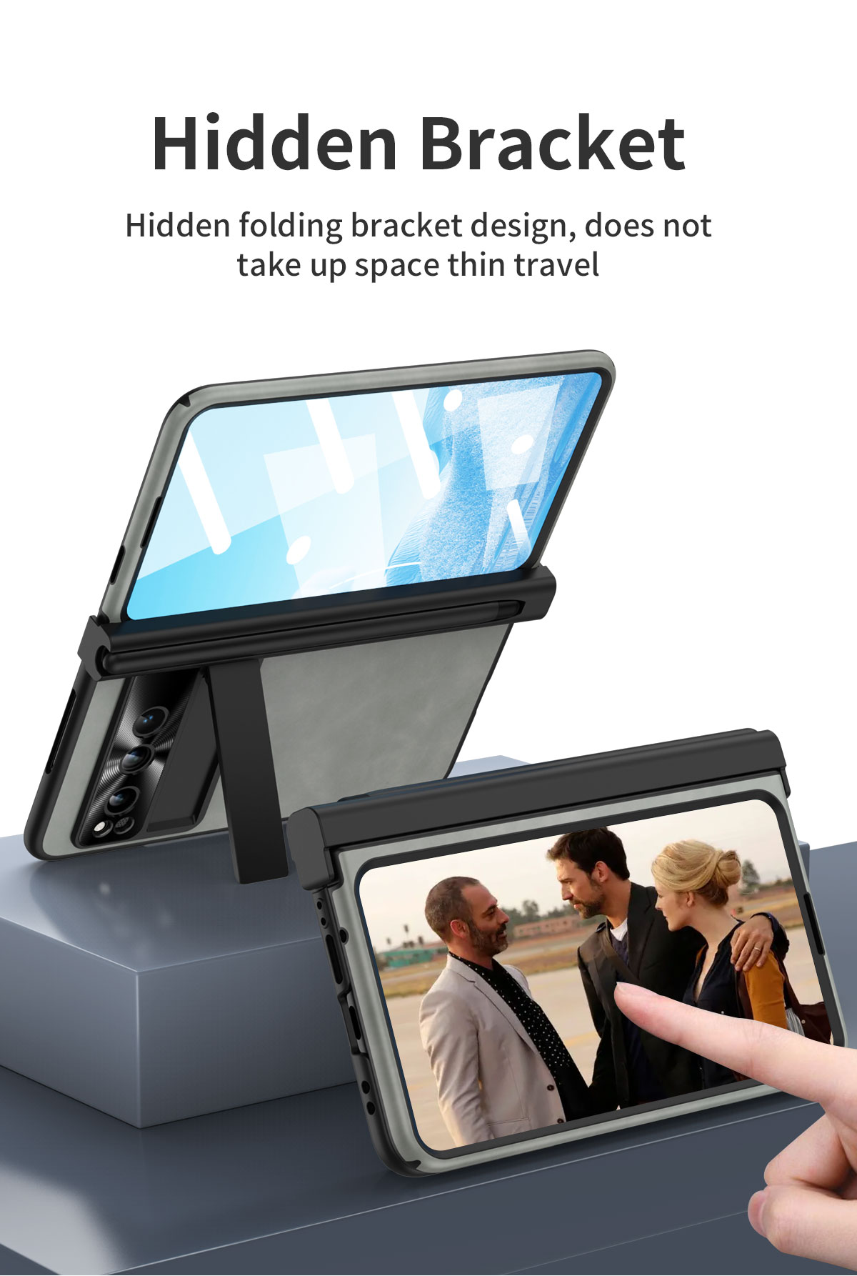 Étuis en cuir pour fente pour stylo pour Google Pixel Fold Case Support Charnière Film de protection Couverture d'écran