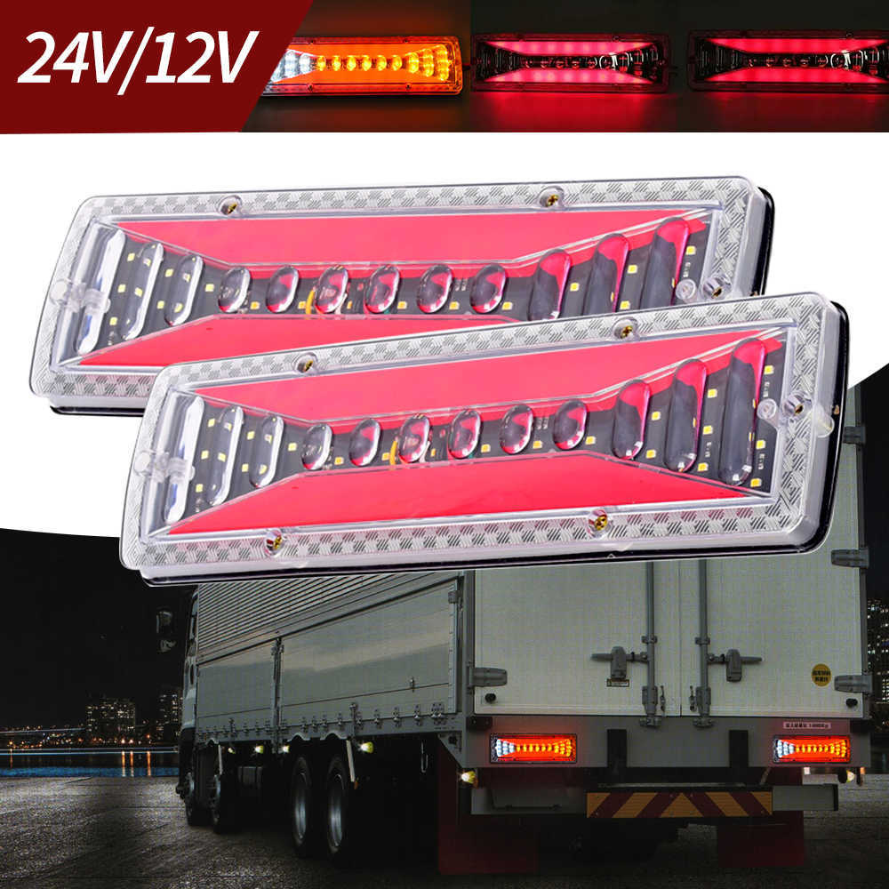 Nouveau 2 pièces 12V 24V LED dynamique voiture camion feu arrière clignotant feux de freinage arrière feu de signalisation inverse pour remorque camion Bus campeurs