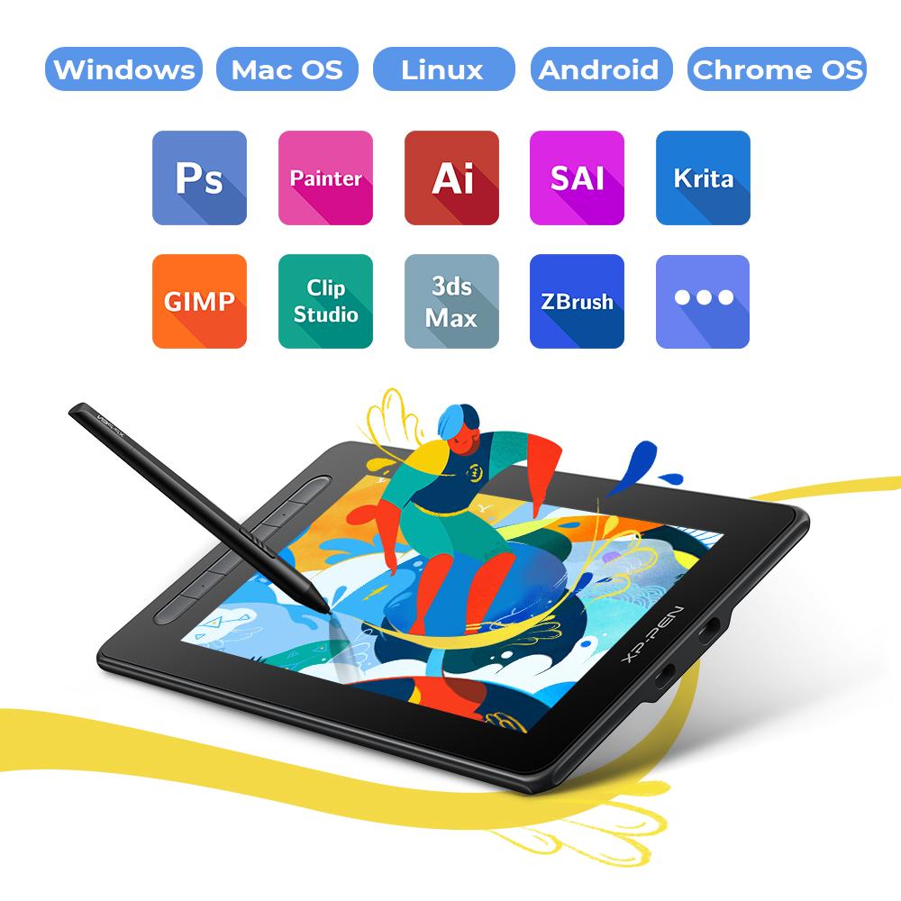 Tablet xppen artista 10 grafico monitor tablet monitor disegno display 120% srgb 8192 livelli 6 chiavi di scelta rapida supporta windows mac Android
