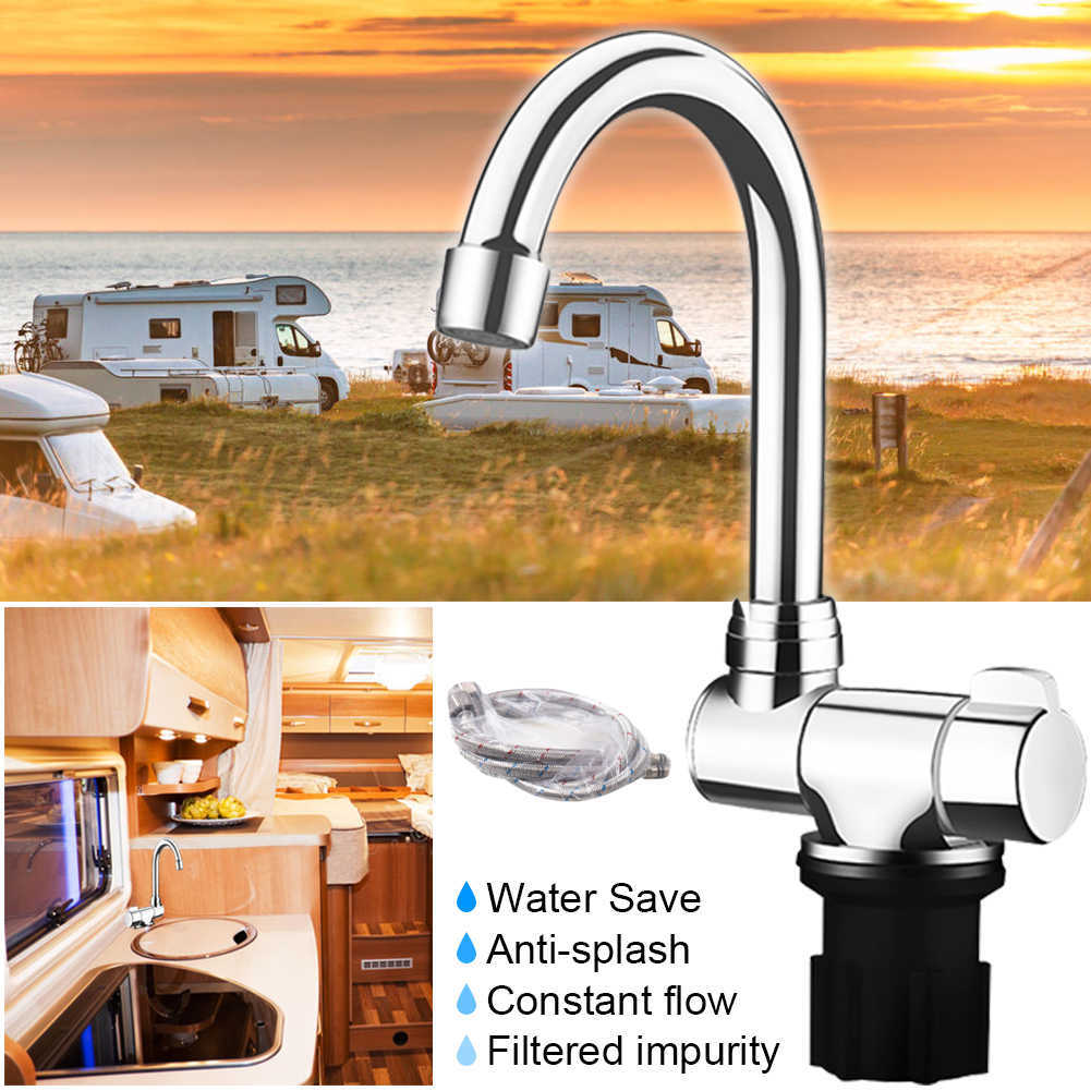 New Foldable Kitchen Faucet 360 Dgree Rotation Sink Water Tap Single Handle Cold Hot Water Mixer Faucet for RV Boat Camper Trailer