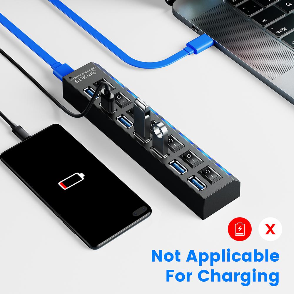 Hubs USB 3.0 Hub USB Splitter Multi USB 3 0 Hub Kilka portów z zasilaczem przełącznika Adapter Wiele USB 2.0 Extender HAB