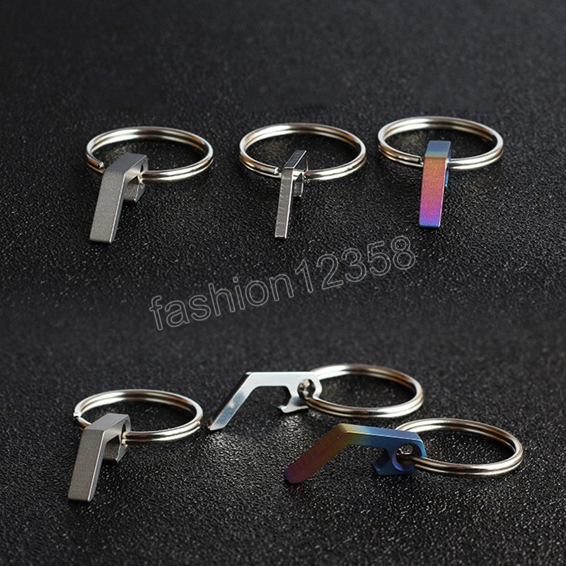 Creative Titanium Steel Beer Bottle Opener Mini Keychain Can Opener Multifunctional Kitchen Wine Opener Tool