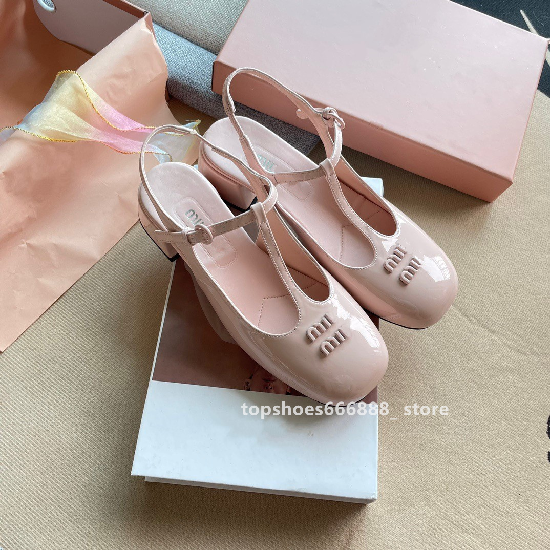 Designer de luxe chaussures pour femmes 2023 haute qualité tête ronde femmes appartements été Mary Jane appartements boucle sangle miu chaussures dames Zapatos Planos sandale