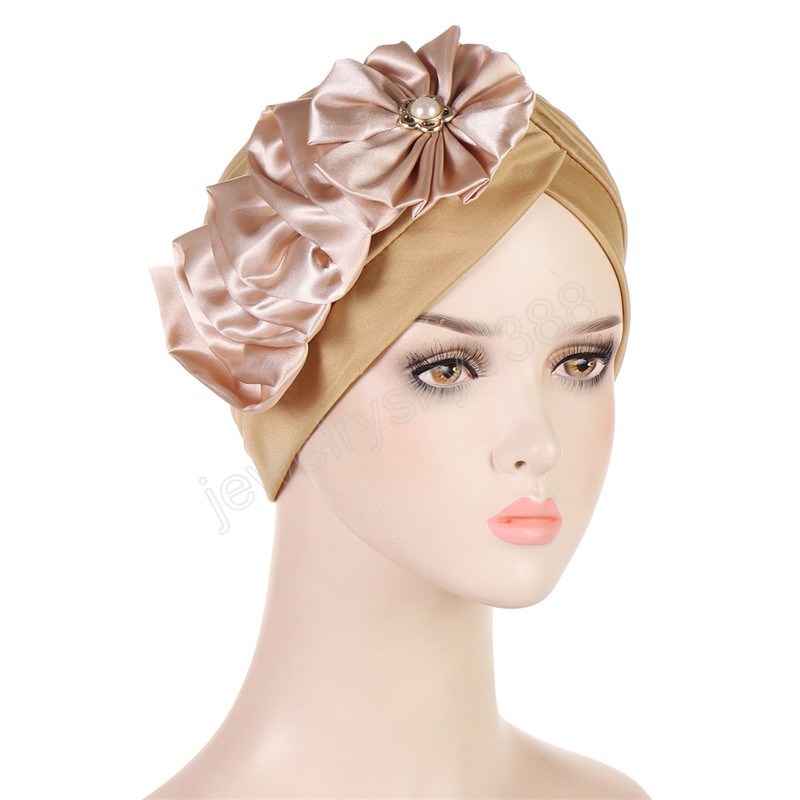 Grande fleur mode femmes musulman Hijab Turban chimio casquette Cancer bandeau écharpe inde perte de cheveux Bonnet chapeau couvre-chef Turbante Mujer