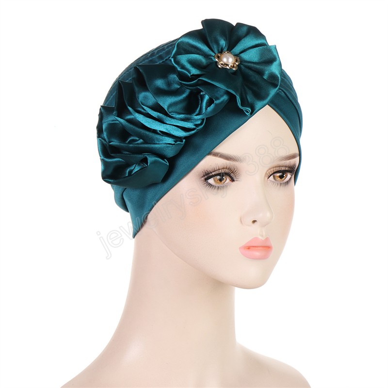 Grande fleur mode femmes musulman Hijab Turban chimio casquette Cancer bandeau écharpe inde perte de cheveux Bonnet chapeau couvre-chef Turbante Mujer