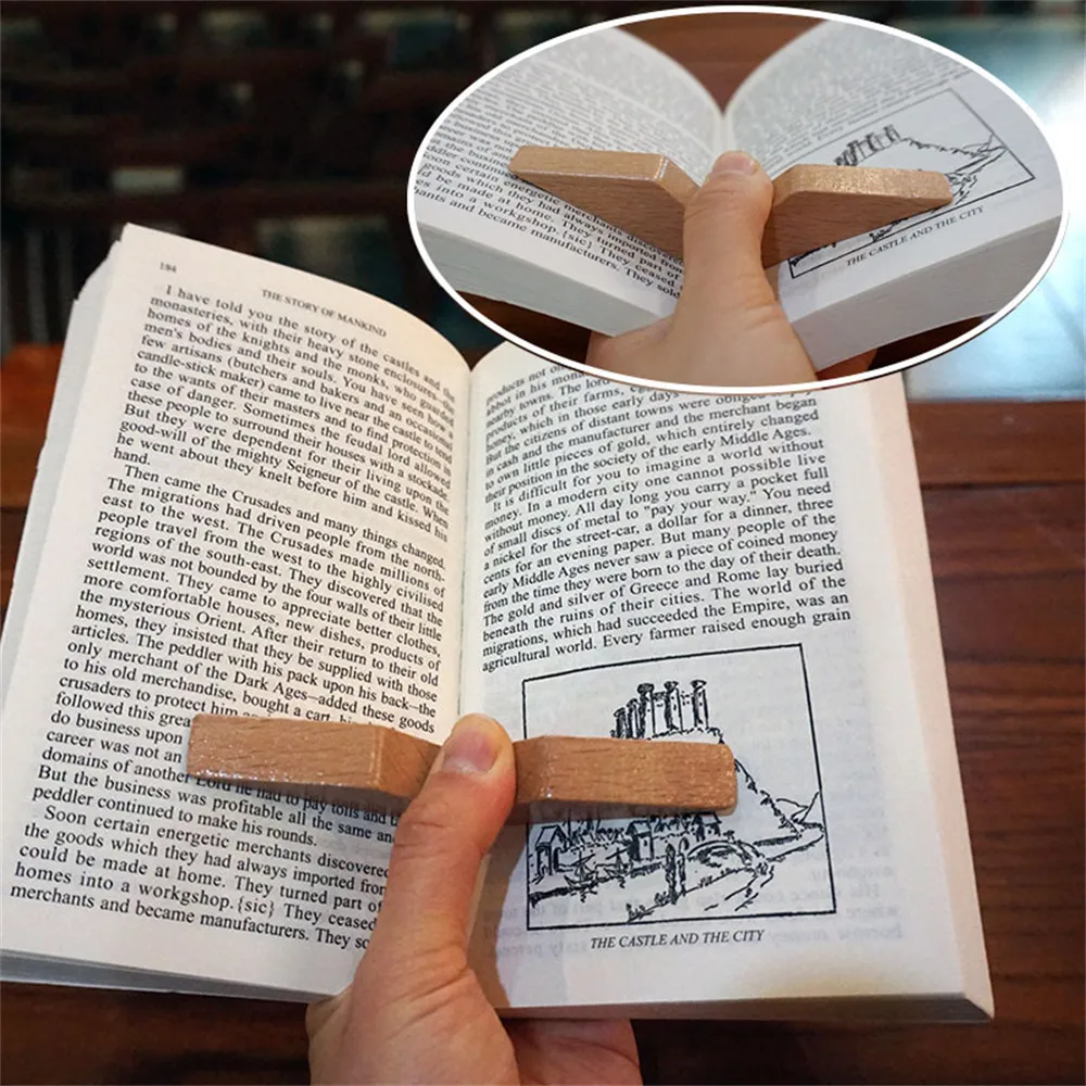 Decoración del hogar Soporte de página de libro de pulgar Accesorios de libros de madera hechos a mano Accesorios de lectura Leer en la cama Regalos para amantes de los libros Regalos de ratón de biblioteca Regalos literarios
