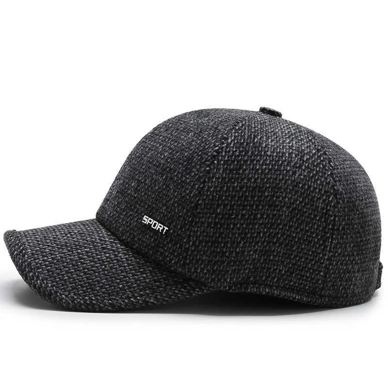 Snapbacks outono de inverno de inverno de velhice de idade média de algodão chapéu de algodão que quente boné de beisebol à prova de vento e à prova de frio G230529