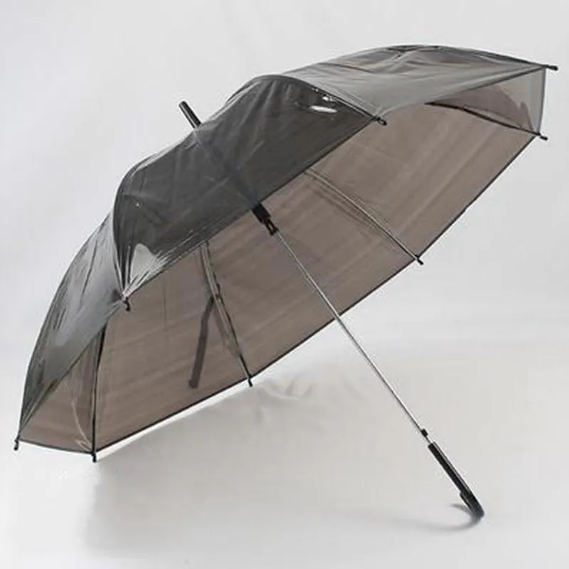 Clear Transparent Rain Umbrella PVC Rain Dome Bubble Rain Sun Shade Long Handle Straight Stick Umbrella 