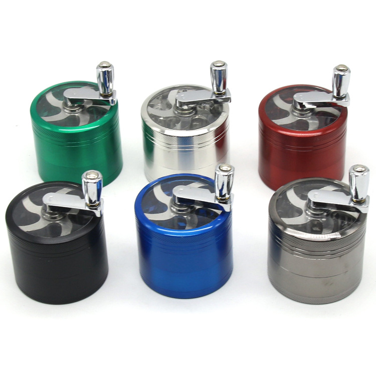 Smoking pipe 55mm zinc alloy hand operated cigarette grinder 4-layer rocker metal cigarette grinder cigarette crusher