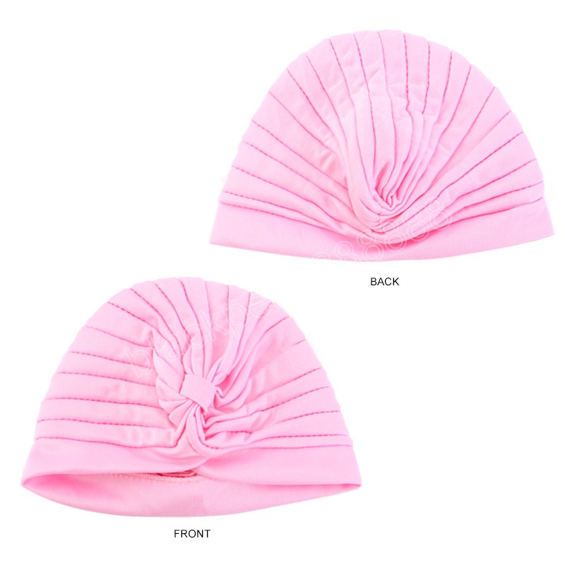 Barn ruffle turban spädbarn baby beanie huvud wrap mjuk indiska pojkar flickor mössa för 1-5 år gammal fast färghuv