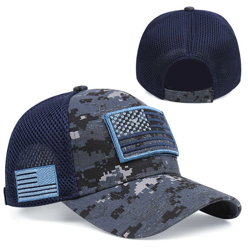 Snapbacks Nouveau coton drapeau américain casquette de baseball hommes camouflage sport hip hop visière extérieur réglable chapeau de soleil pour femmes G230529