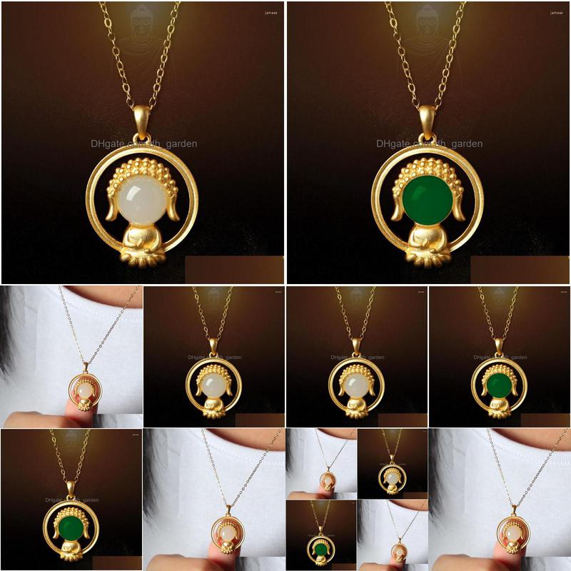 Anhänger Halsketten Religiöse Accessoires Sakyamuni Halskette für Frauen Buddhistischer Schmuck Drop Lieferung Anhänger Dh7Nl