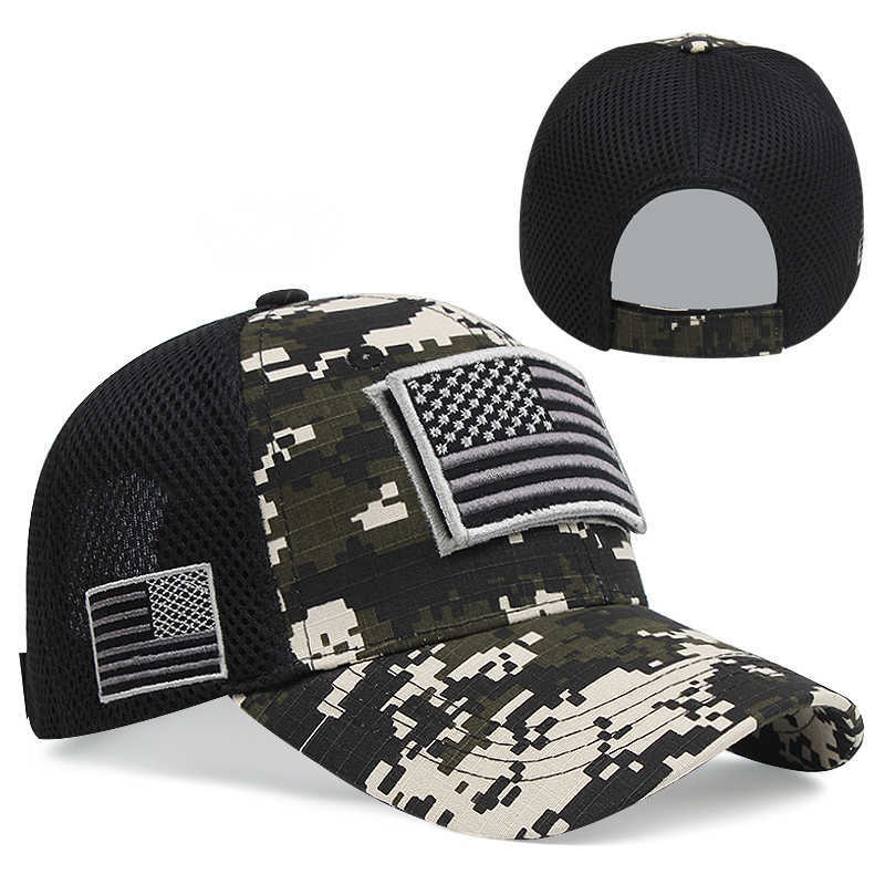 Snapbacks Nouveau coton drapeau américain casquette de baseball hommes camouflage sport hip hop visière extérieur réglable chapeau de soleil pour femmes G230529