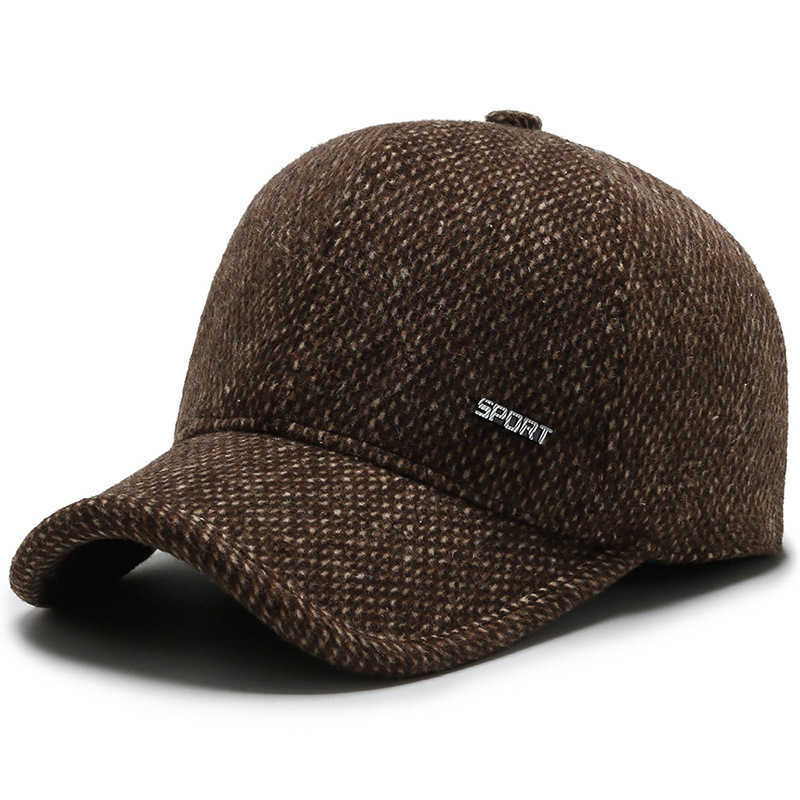 Snapbacks outono de inverno de inverno de velhice de idade média de algodão chapéu de algodão que quente boné de beisebol à prova de vento e à prova de frio G230529