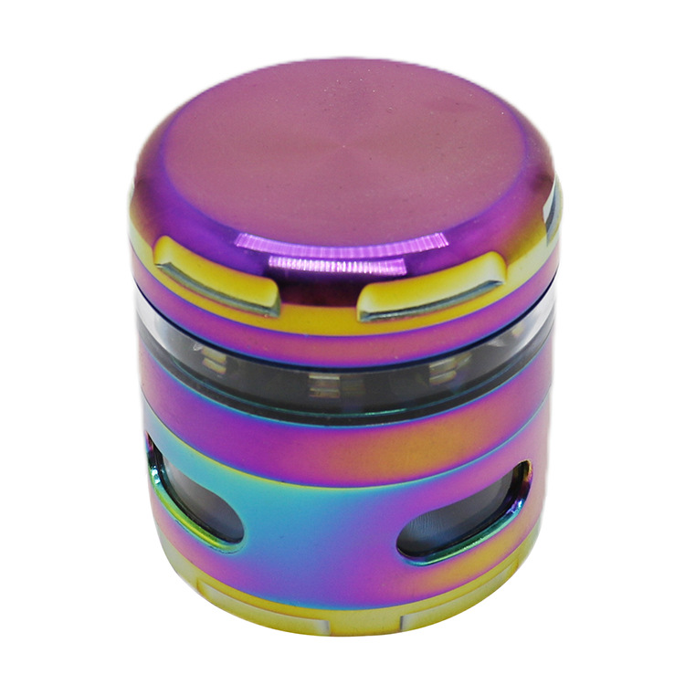 Smoking pipe New side four hole zinc alloy cigarette grinder with missing corners, transparent and dazzling colored metal cigarette set