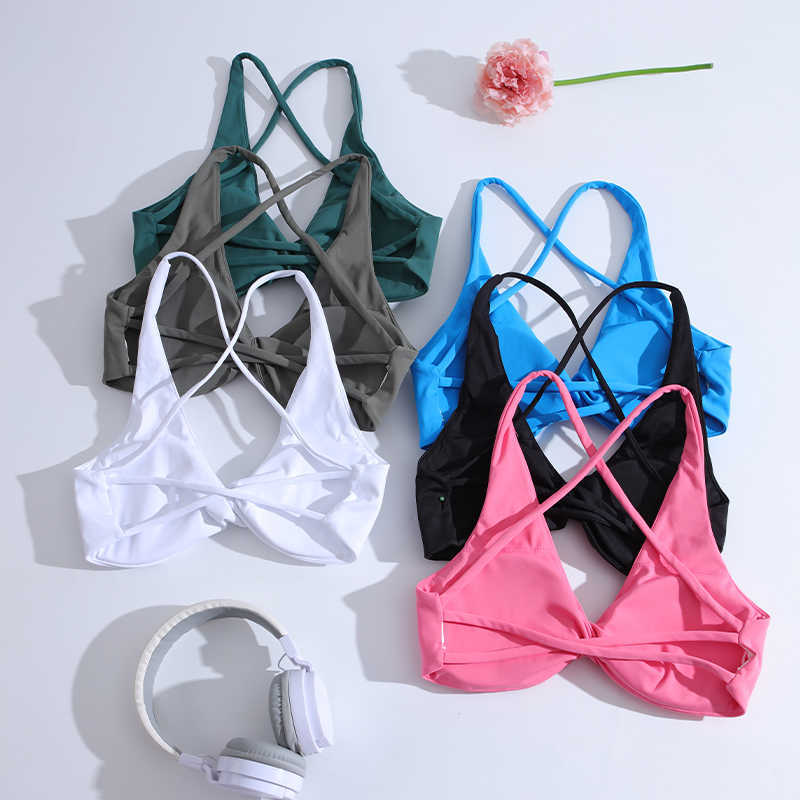 Bras Chrleisure Cross Back Sport Bh Pleated Design Fitness Underwear Women Naked Feeling Athletic Tank Top Sexig Hollow Workout Vest J230529