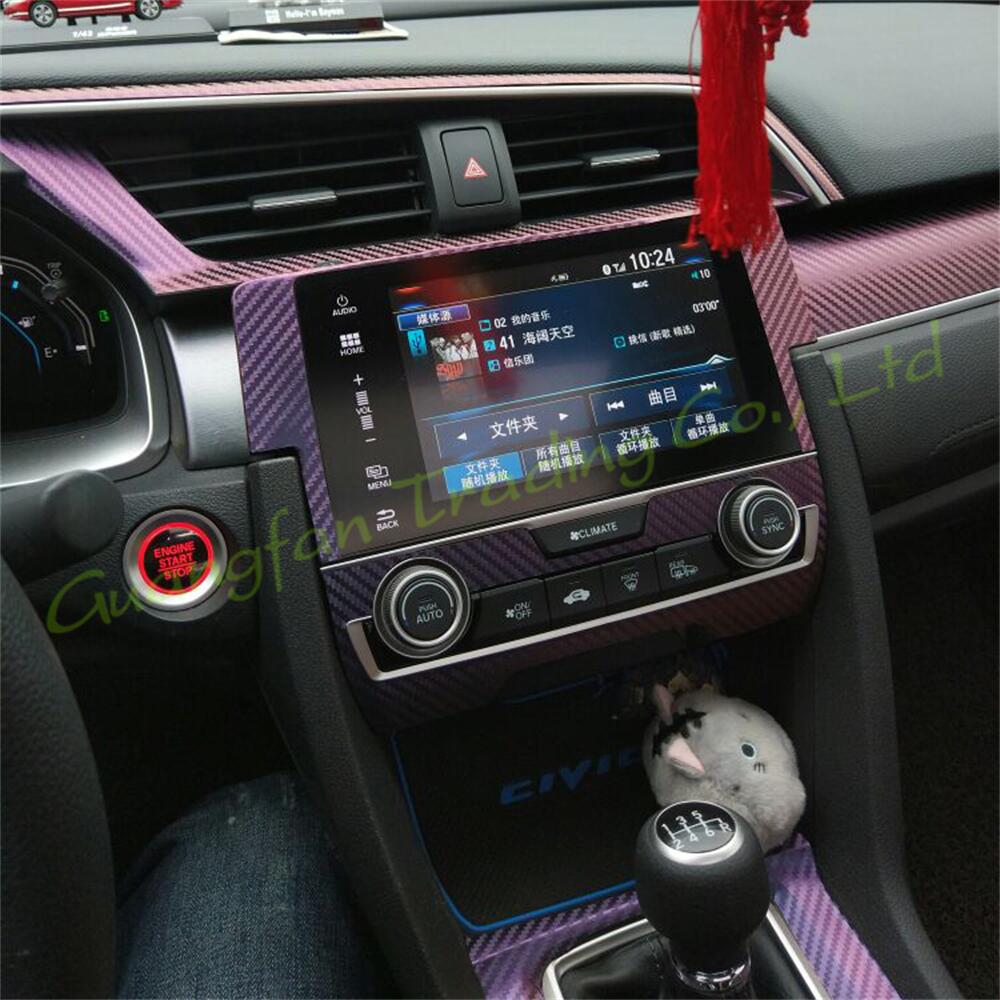 För Honda Civic 10th Gen 2016-2019 Bilstyling 3D/5D Carbon Fiber Car Interior Center Console Color Change Molding Sticker Decal