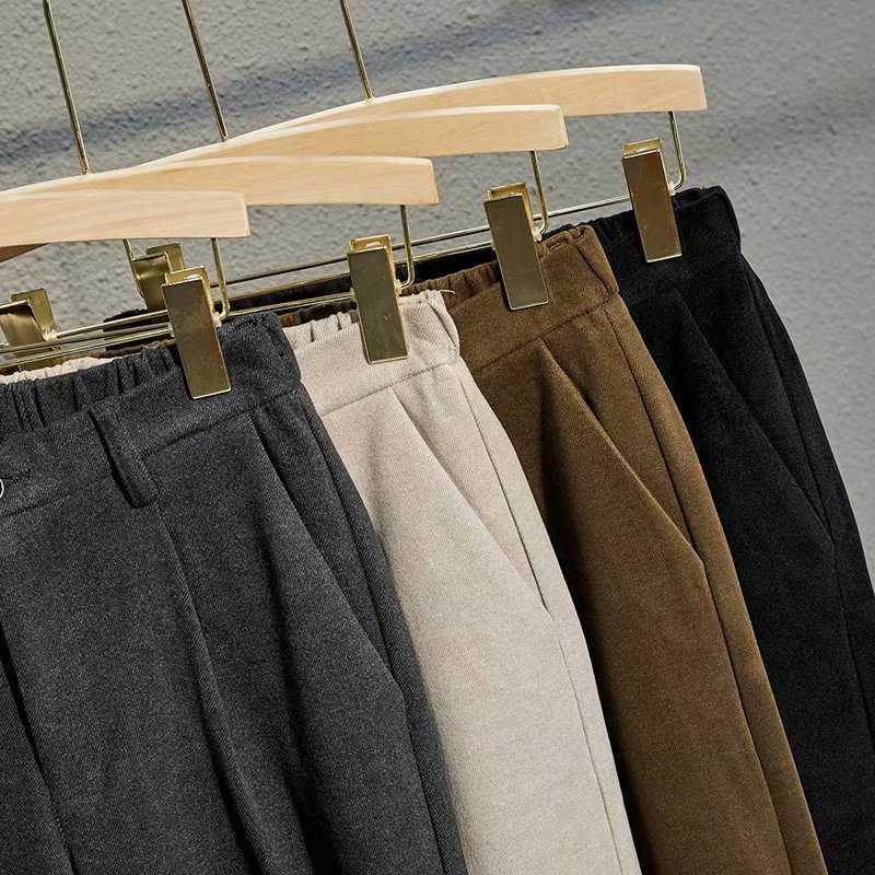 Pants Winter Thick Set Casual Straight Skirt Korean Classic Fashion Business Wool Fabric Brown Black Formal Men's P230529