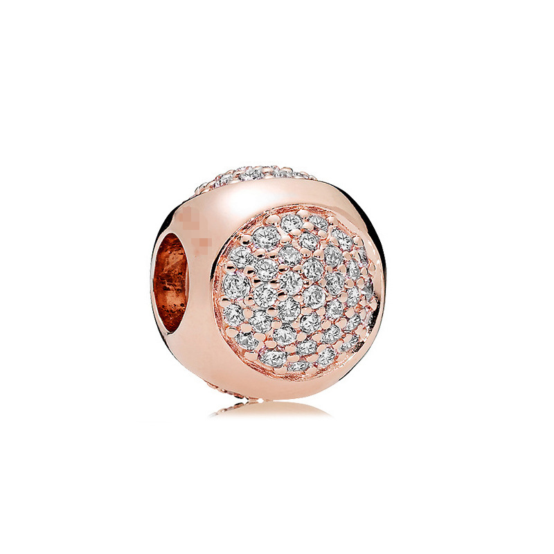 925 pond zilveren nieuwe mode charme originele ronde kralen, roségouden liefde driezijdige kralen zirkoon hangende diy accessoires kralen, compatibele pandora armband, kralen