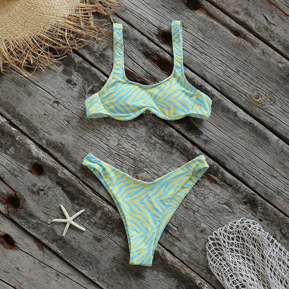 Swim Wear Women's Swimwear 2023 Nowy nadruk zwierząt Lopard Bikini Swimsuit Sexy Women Bikini Set Brazylian Thong Kąpiec Bandeau Beach Wear Squywear AA230529