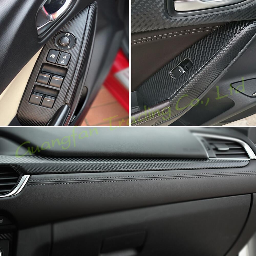 3D/5D Carbon Fiber Car-Style Interior Cover Console Color Stickers Dekaler Del Produkter Tillbehör för Mazda 6 Atenza 2017-2018