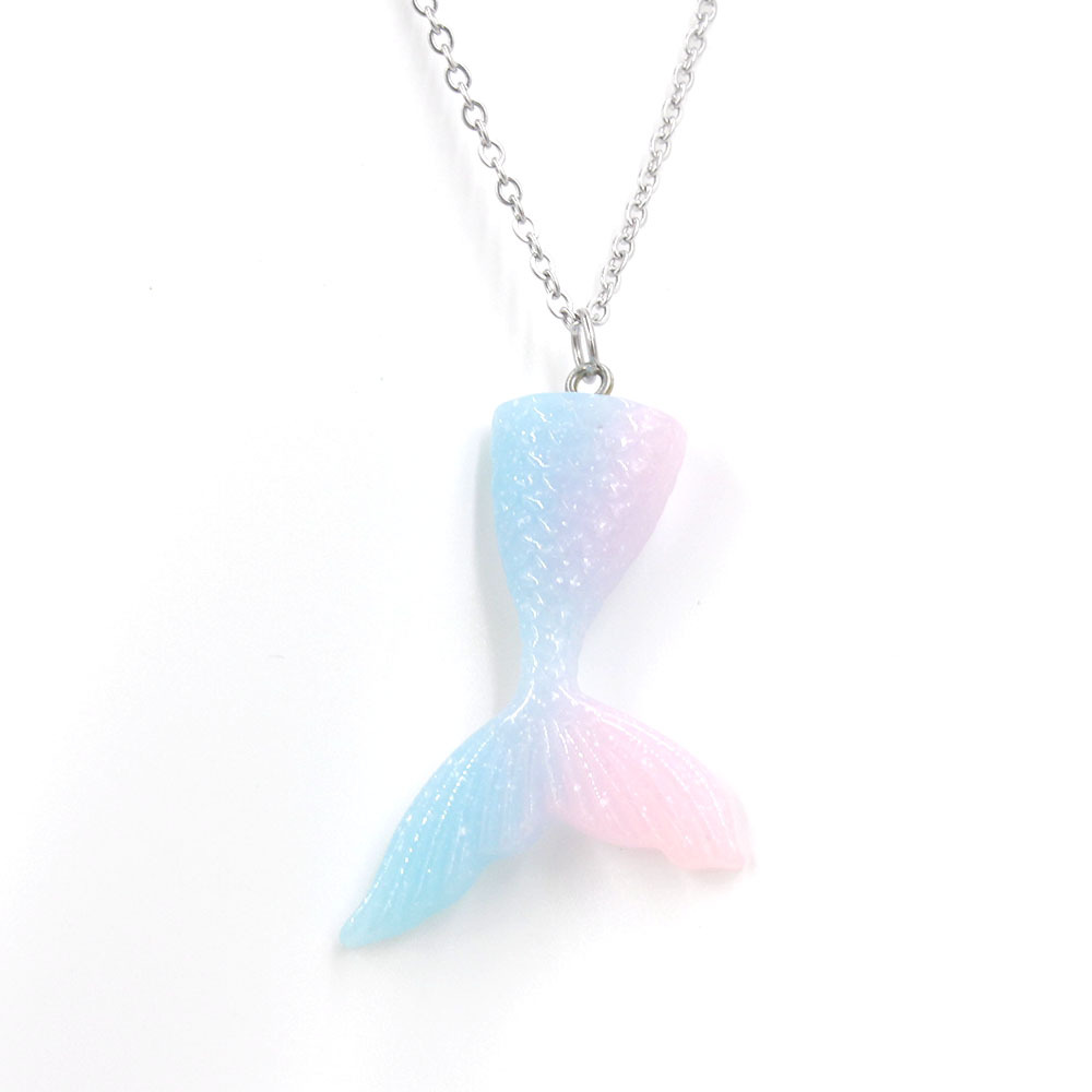 Gradual Mermaid Necklace Creative Fish Tail Pendant Necklace Cute Children's Gift Fashion Accessories