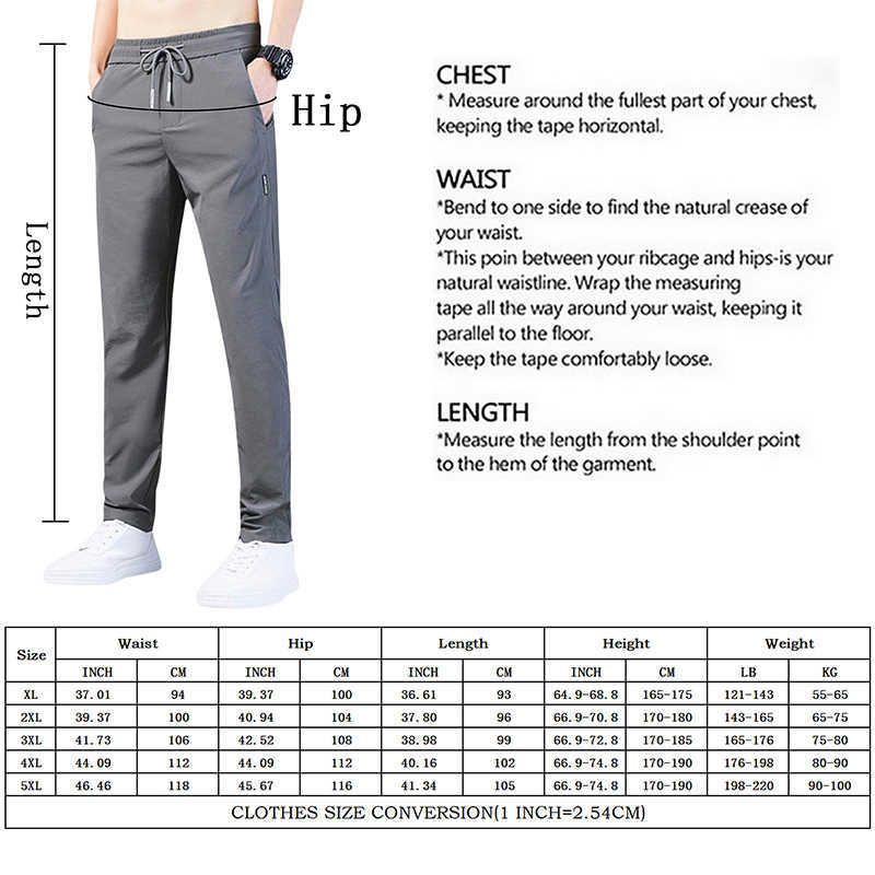 2023 Ice Silk Men's Trousers Summer Quick Drying Gym Pants Thin Solid Fashion Pockets Casual Straight Pantalon good P230529