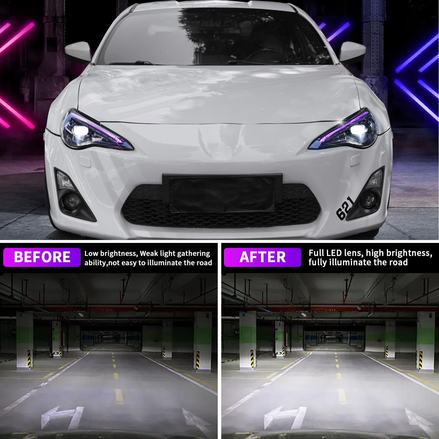 Auto Für Toyota 86/Subaru BRZ 2012-20 21 Scheinwerfer LED Tagfahrlicht RGB Stil Scheinwerfer Fernlicht nebel Lichter