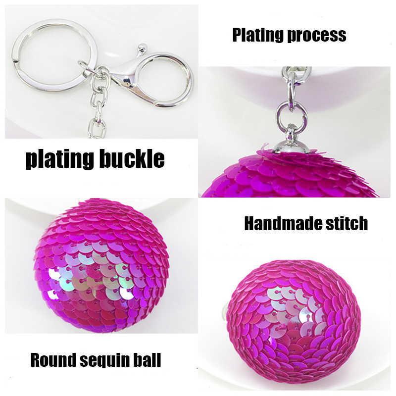 Nyckelringar Fancy Fantasy New Round Ball paljetter Handgjorda kvinnors valentinsdag presentpåse Keychain Accessories llaveros Para Mujer G230526