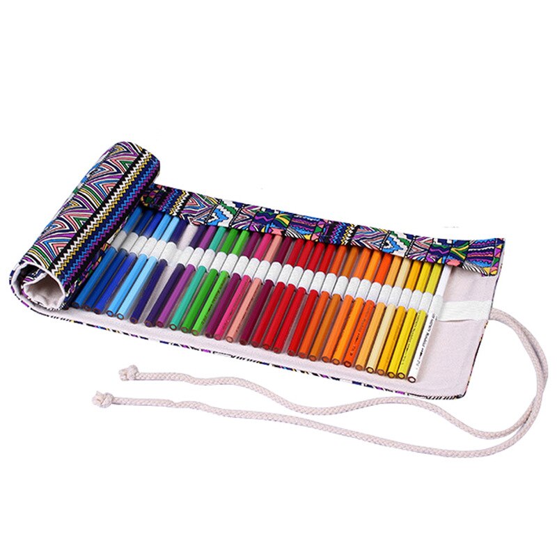 48 delik rulo renkli sanat kalem kılıfı kawaii okul öğrencileri malzemeler boya fırçası kalem çantası sevimli kalem kılıfları kırtasiye