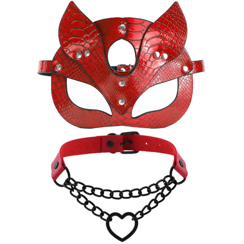 50% OFF Ribbon Factory Store Sexy Poly Leather red female ring and skin cat slave denies the carnival mask