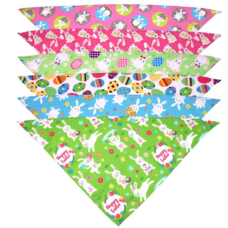 Easter Pet Dog Bandana Cat Puppy Kerchief Cute Easter Rabbit Egg Printed Triangle Scarf Pet Neckerchief Dog Saliva Towel