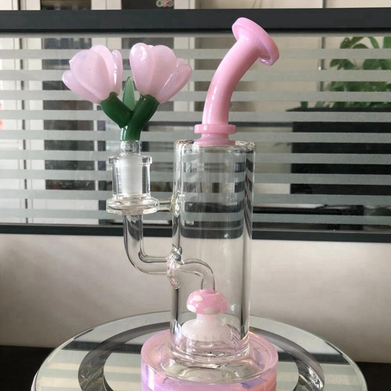 Vetro Colorato Fumo Petalo Stile 14MM 18MM Maschio Comune Erba Secca Filtro Tabacco Ciotola Olio Rigs Portatile Sostituibile Waterpipe Bong DownStem Portasigarette DHL